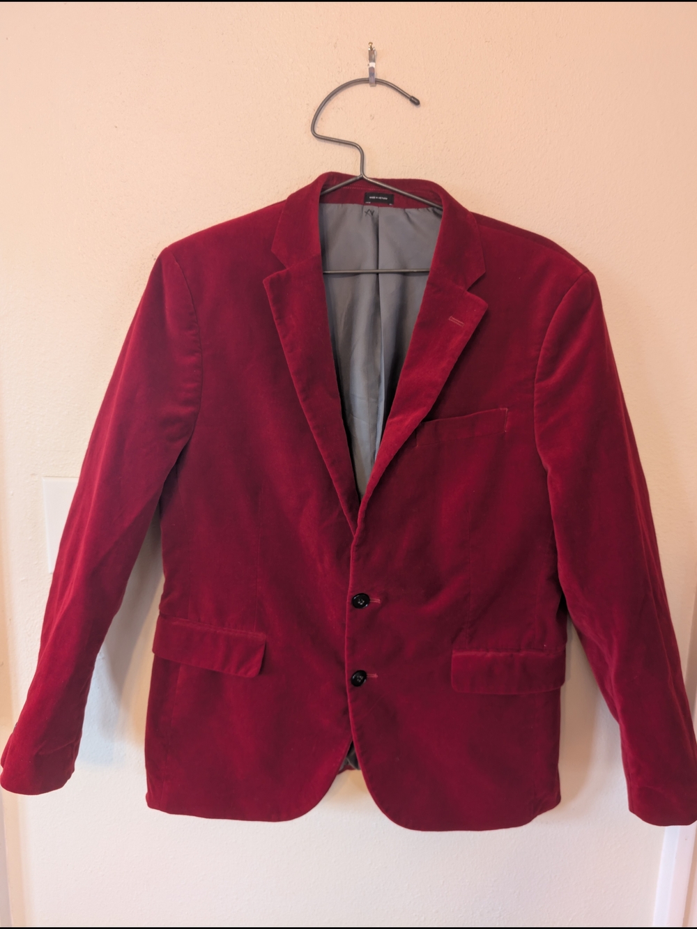 jf j.ferrar Men's Red Velvet Sport Coat - Two-Button Blazer 42S